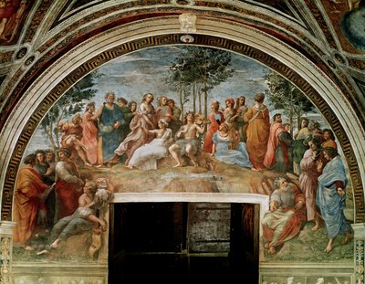 署名の部屋からのパルナッソス、1510-11（838も参照） 作： Raffaello Sanzio Raphael